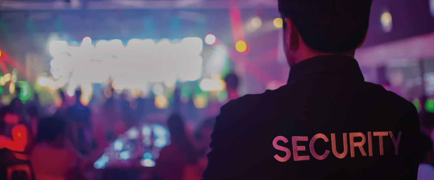 Security professional monitoring a live event venue